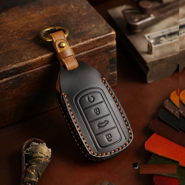 Housse de clé à distance en cuir durable avec design anti-chute pour Chery Omo