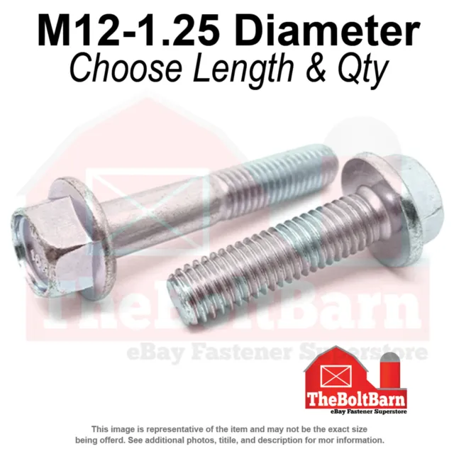 M12-1.25 Class 10.9 JIS Hex Flange Screws Bolts Zinc Clear (Pick Length & Qty)