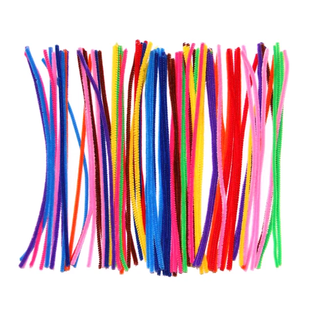 100pcs/pack Chenille Stem Assorted Color Pipe Cleaner Craft Supplies For Kids