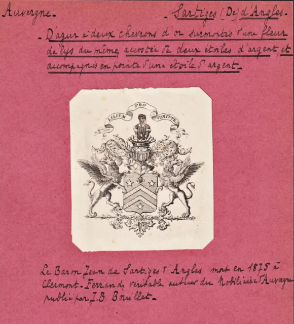 Sartiges d'Angles Auvergne Ex-libris blason Wappen armorial bookplate