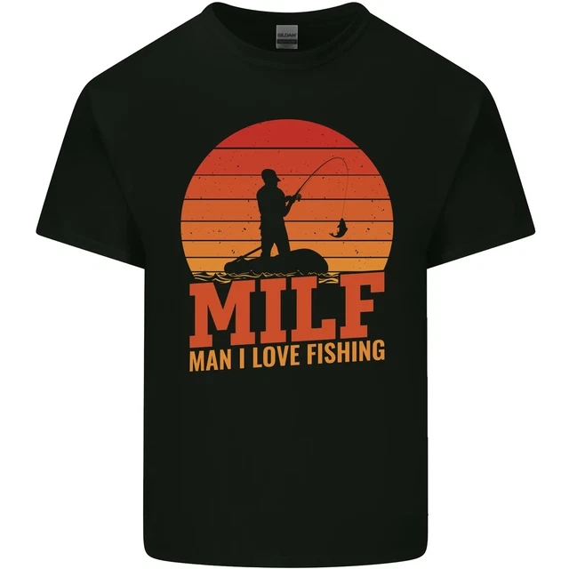 MILF Fishing Funny Fisherman Fathers Day Mens Cotton T-Shirt Tee Top