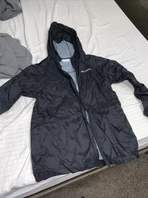 Columbia Womens Omni Tech Rain Jacket Medium Black Full Zip Up Hooded Waterproof