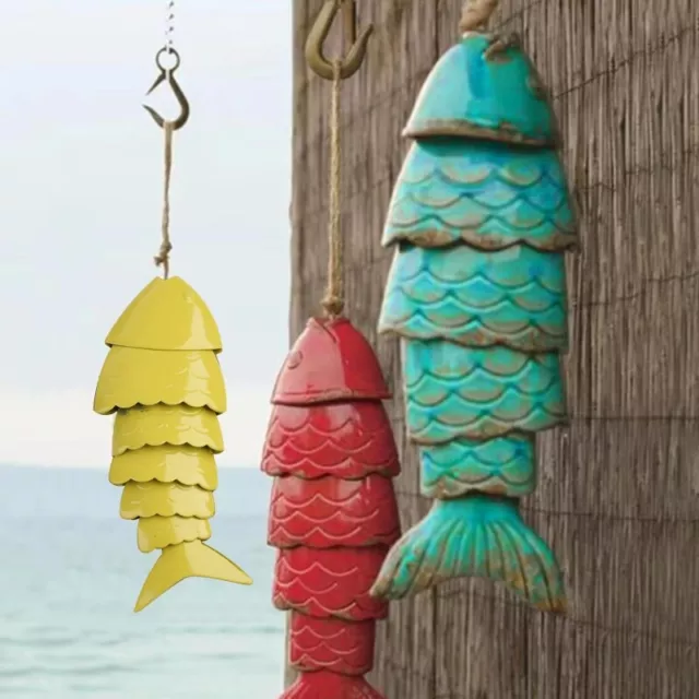 Colorful Fish Wind Chime Metal Wind Bell Ornament Coastal Windchime