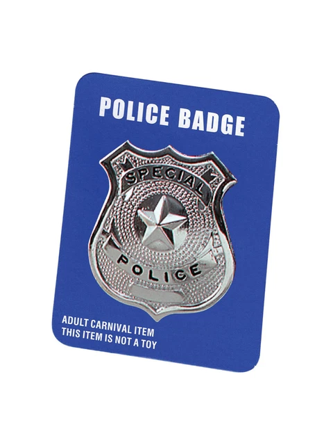 Police Distintivo Metallo Guardie e Ladri Accessorio Poliziotto Costume