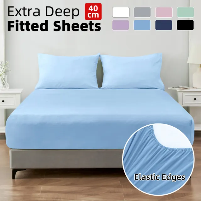Extra Deep Ultra Soft Cotton Fitted Sheet Double/Queen/King Bed Size Sheet Cover