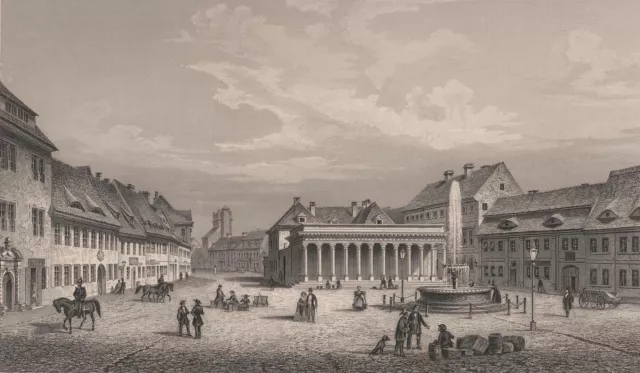 DESSAU-ROSSLAU - Marktansicht - Stahlstich 1861
