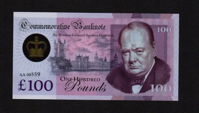 100 pounds 2021 England W. Churchill commemorative banknote perfect plastic UNC!