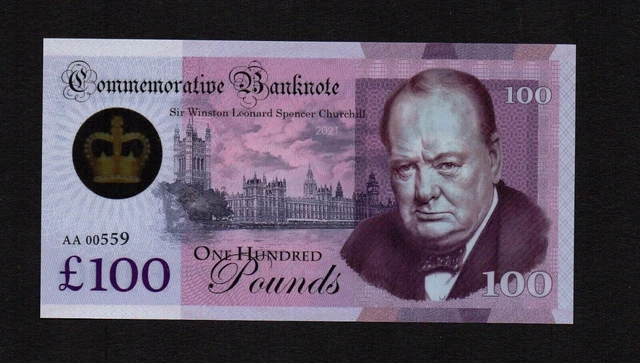 100 pounds 2021 England W. Churchill commemorative banknote perfect plastic UNC!