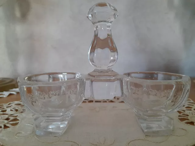 Ancien Saleron Saliere Poivriere En Cristal Sur Piedouche Signé Baccarat **Tbe**