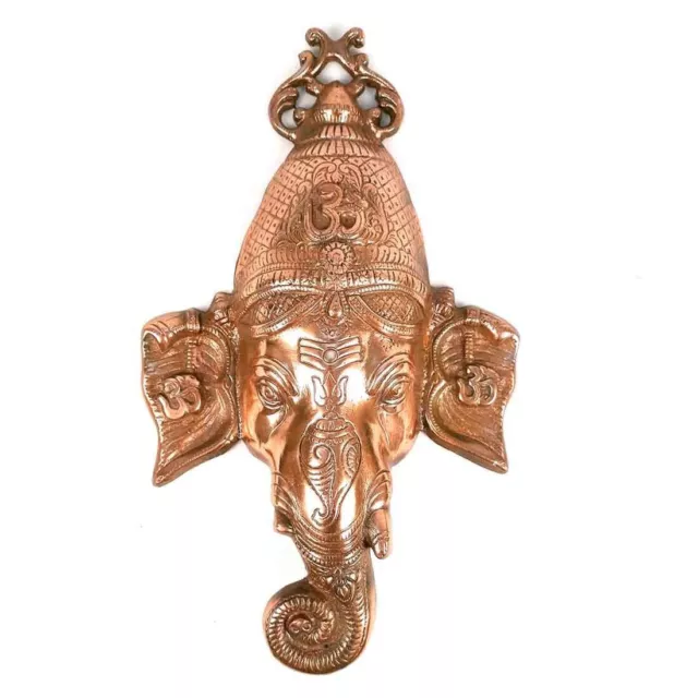 Artesanal Metal Religioso Lord Ganesha Cara Colgante de Pared Estatua Figura G13