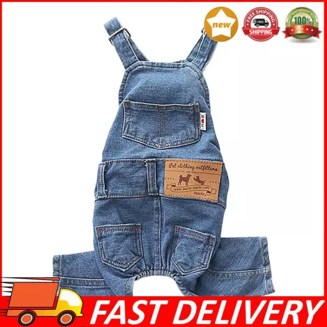 Dog Denim Jumpsuit Comfortable Puppy Costumes for Small Medium Dogs and Cats