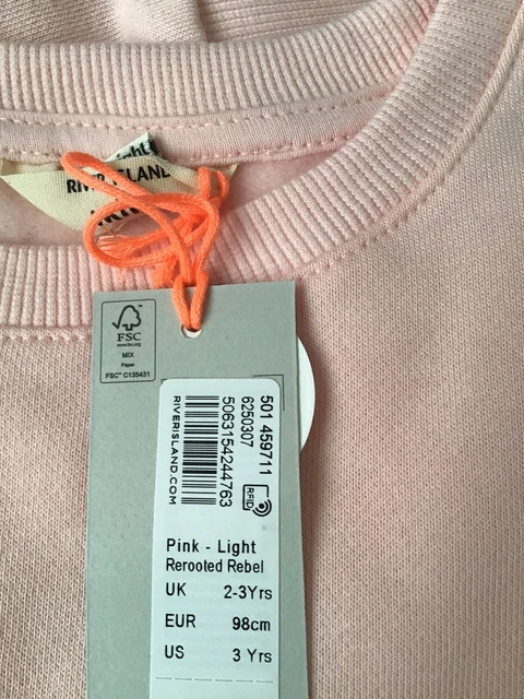Set felpa mini ragazze River Island età 2-3 anni rosa totalmente adorabile nuova con etichette 11