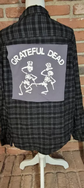 Upcycled flannel shirt w/your choice of GRATEFUL DEAD logos Custom-made for you!