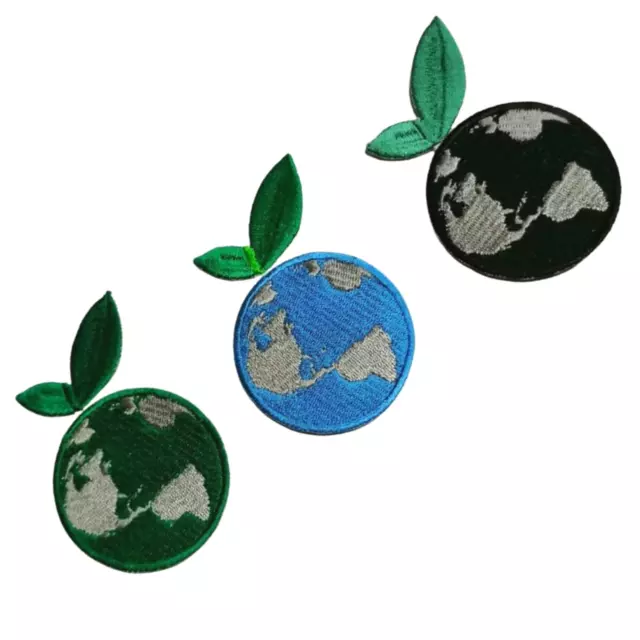 Save Planet Earth Set black green Art jeans Badge Iron/Sew on Embroidered patch
