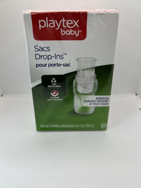 Playtex Baby Nurser Drop-Ins Liners 4 oz 100 Count NEW SEALED Some Box Damage