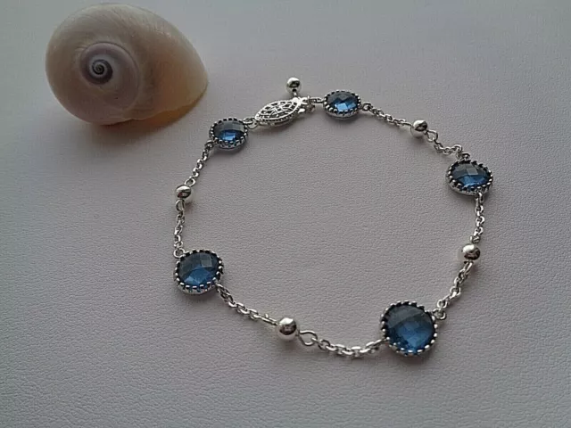 Silber-Armband mit Kristallglas, blau