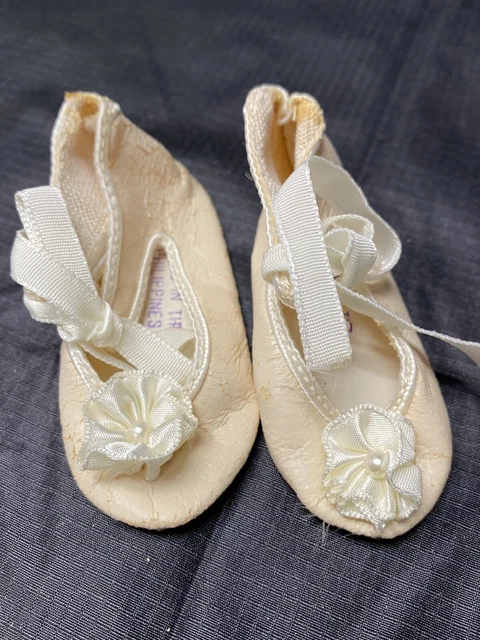 Vintage Unique Leather Doll Shoes For Bisque or Old Style Doll 