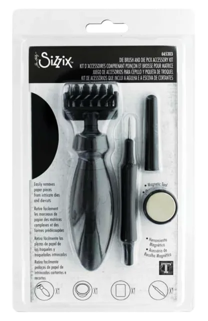 Sizzix Making Tool Die Brush & Pick Accessory Kit (Black) by Tim Holtz 665303
