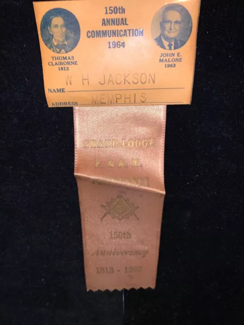 150Th Annual Communication 1964 - Grand Lodge Ribbon 150Th Anniversary 1813-1963