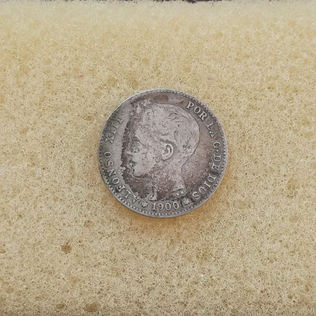 Moneda De 1 Peseta De Alfonso Xiii Del Año 1900*---- Sm V, De Plata. Original%