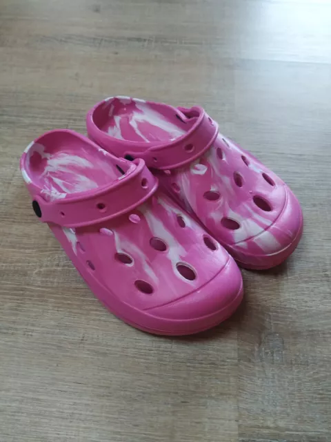 Leichte Clogs Damen Gr. 39 Pink Weiß bunt Garten Freizeit