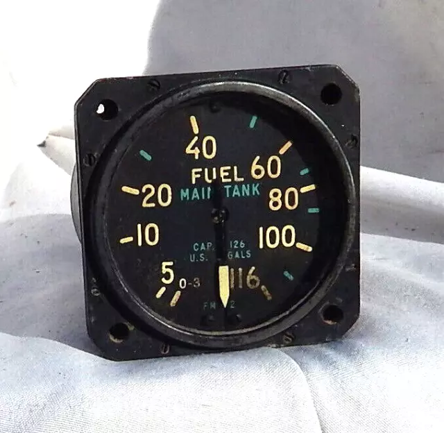 WW2 USN USMC Grumman FM-2 Wildcat Fighter Fuel Gauge Indicator Instrument, NICE!