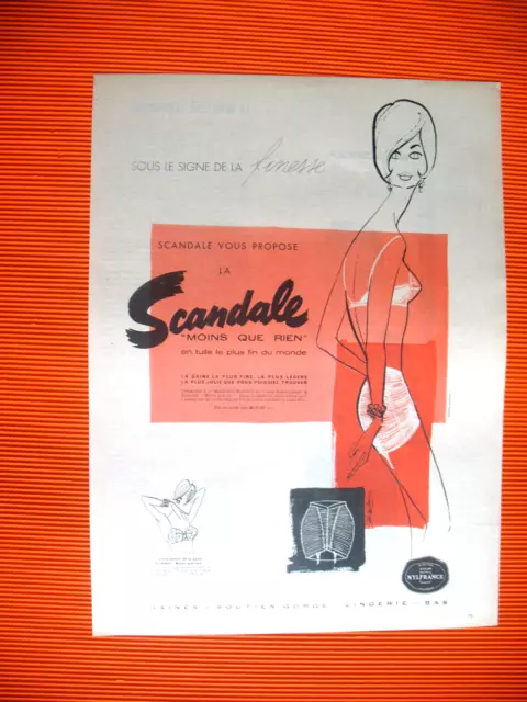 Publicite De Presse Scandale Gaine Tulle Garanti Illustrateur Roger Blonde 1961