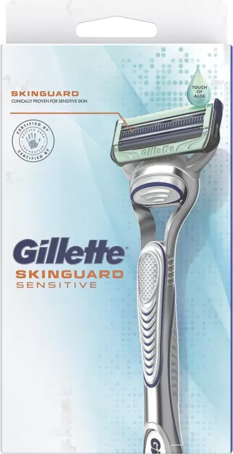 Gillette Skinguard Sensitive Razor Body With Blade Plus X3 Blade Refill