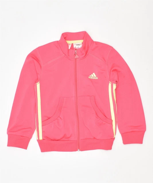ADIDAS Girls Tracksuit Top Jacket 4-5 Years Pink Polyester PG09