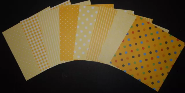 Shades of YELLOW - 8 Scrapbooking/Cardmaking Papers ~15cm x 15cm~ (6" X 6")