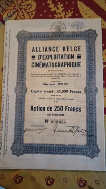 INTROUVABLE : Action Alliance Belge d'exploitation cinématographique : 100 exemp