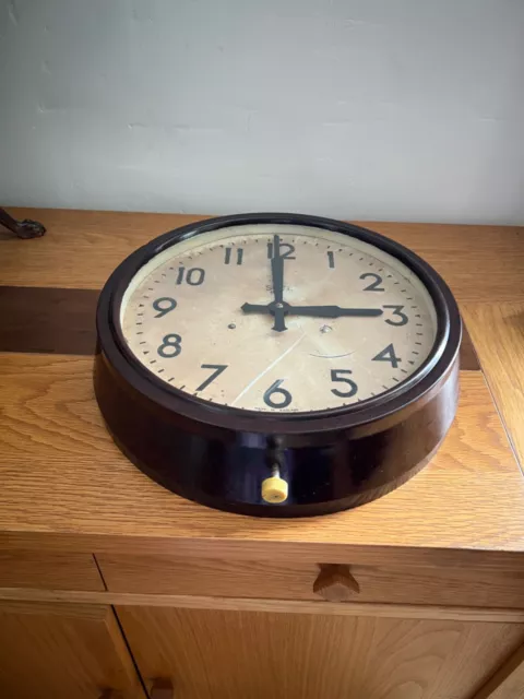 ORIGINAL SMITHS SECTRIC bakelite cased station / office wall clock 12 in dial