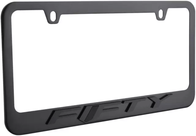 Stealth Black Camaro Fifty Word Logo Carbon Stainless Steel License Plate Frame