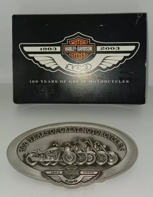 100 Years of Great motorcycles Harley Davidson centennial belt buckle 1903-2003