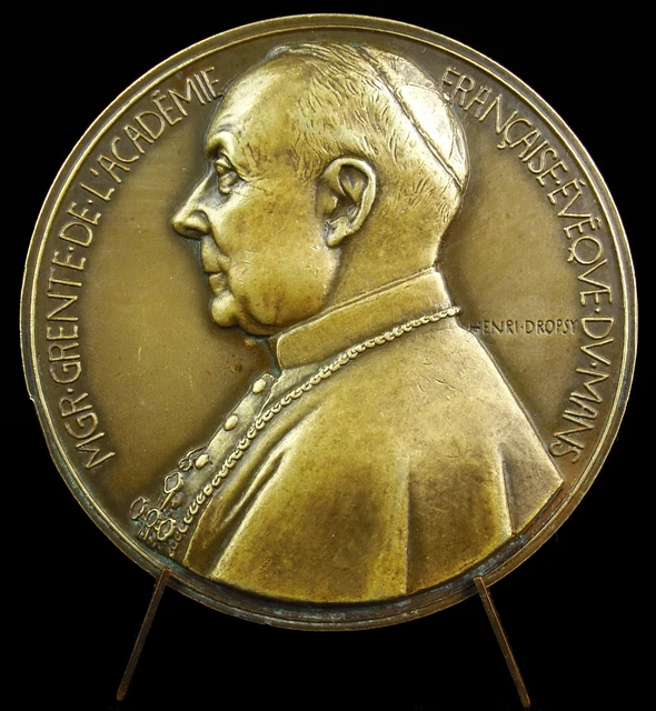 MÉDAILLE AU CARDINAL Evèque du Mans Grente 1943 sc Dropsy métal