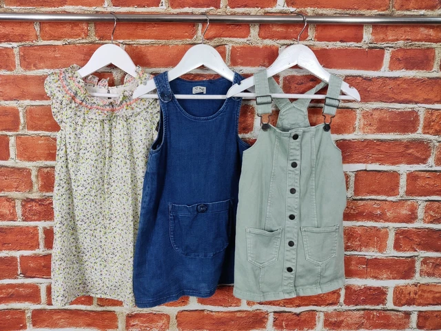 Girls Bundle Age 3-4 Years M&S Next Summer Dress Denim Pinfaore Kids Set 104Cm