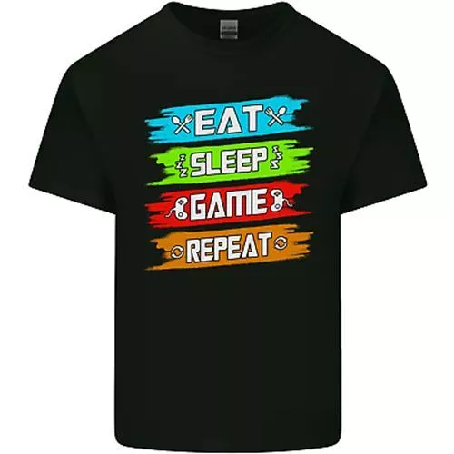 Eat Sleep Game Funny Gamer Gamming Mens Cotton T-Shirt Tee Top