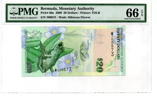 Bermuda: Banknote - 20 Dollars 2009 P60a PMG66 EPQ