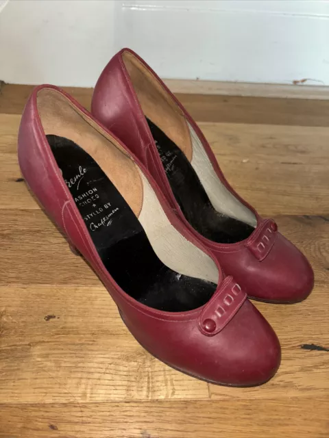 Deadstock Vintage Ladies 1950s / 1940s ?  Leather  Shoes UK Size 5 EU 38 Approx