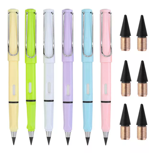 6PCS Office Everlasting Pencil Eternal Metal Pen Inkless Pen Painting Student W