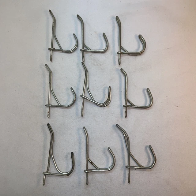Vtg 9pc Lot# 6 Metal Wire Twist Hook Hat Coat Screw In Hangers Hall Tree Wall