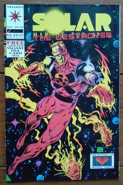 Solar: Man Of The Atom 33, Upper Deck Card Still Attached, Valiant, May 1994, Vf