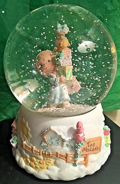 Precious Moments 2001 Musical Snow Water Globe Jingle Bells With Original Box