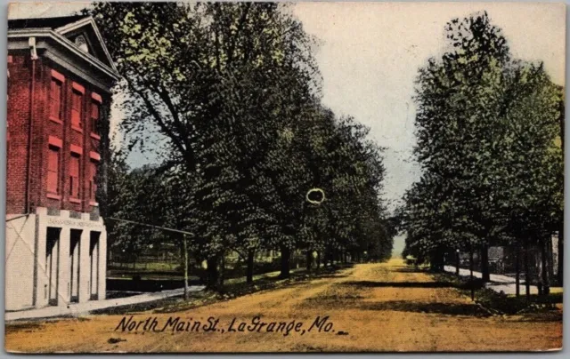 Vintage 1916 LA GRANGE, Missouri Postcard "North Main Street" Downtown Scene
