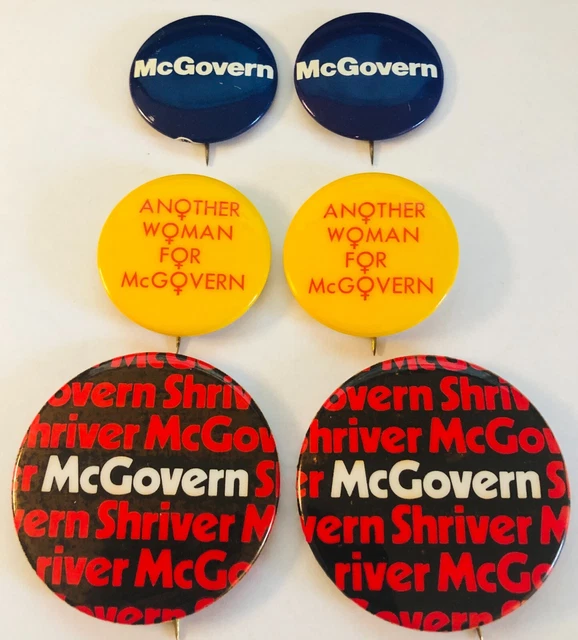 Lot of Six George McGovern Presidential Campaign Political Pin Buttons/Pinbacks