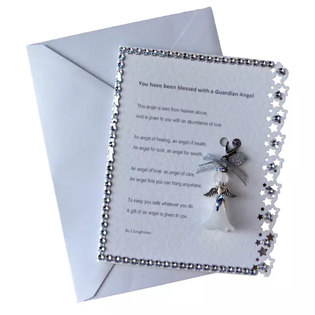 Good Luck ~ 3D Guardian Angel Keepsake Gift Charm ~ Verse Rhyme Card & Envelope