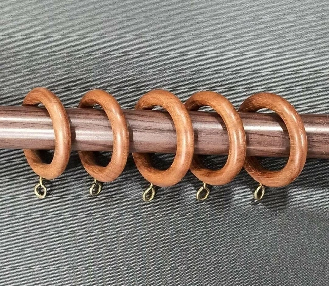 Rustic Wooden Curtain Rod Pole Rings With Eye Hooks LOTS OF 25 PCS