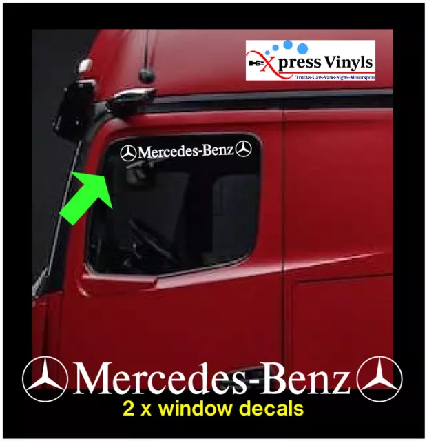 Mercedes Benz cab window decals x 2. stickers graphics. Actros Arocs Atego