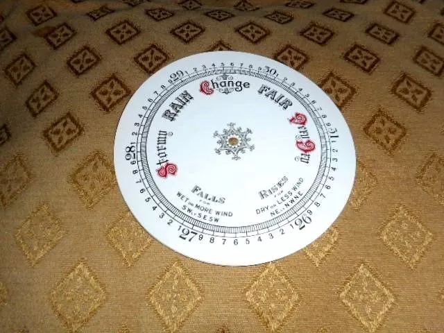 New Barometer Aneroid Dial Face Paper  Card  6" Edge Diameter Round Gloss White