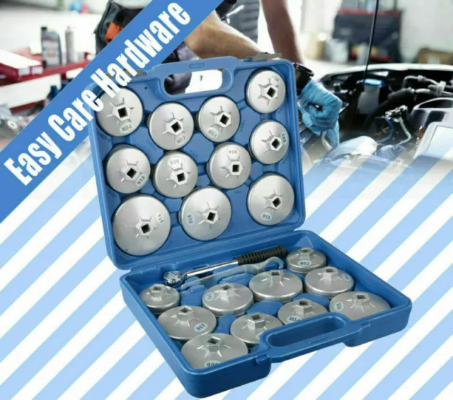 23Pcs Cup Type Aluminium Oil Filter Wrench Removal Socket Remover TOOL KIT-New